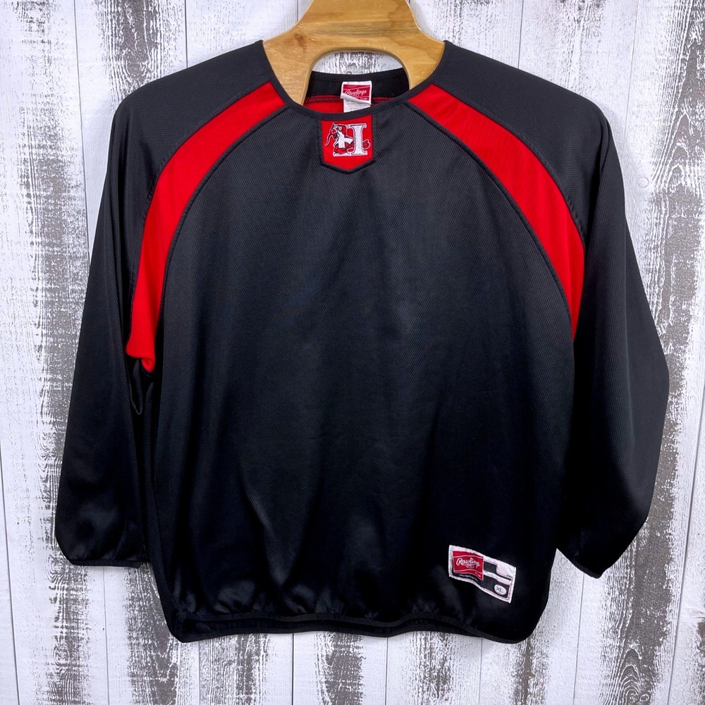 Rawlings Hickory Crawdads Warmup Jersey Men XL Black Red Baseball‎ Rare